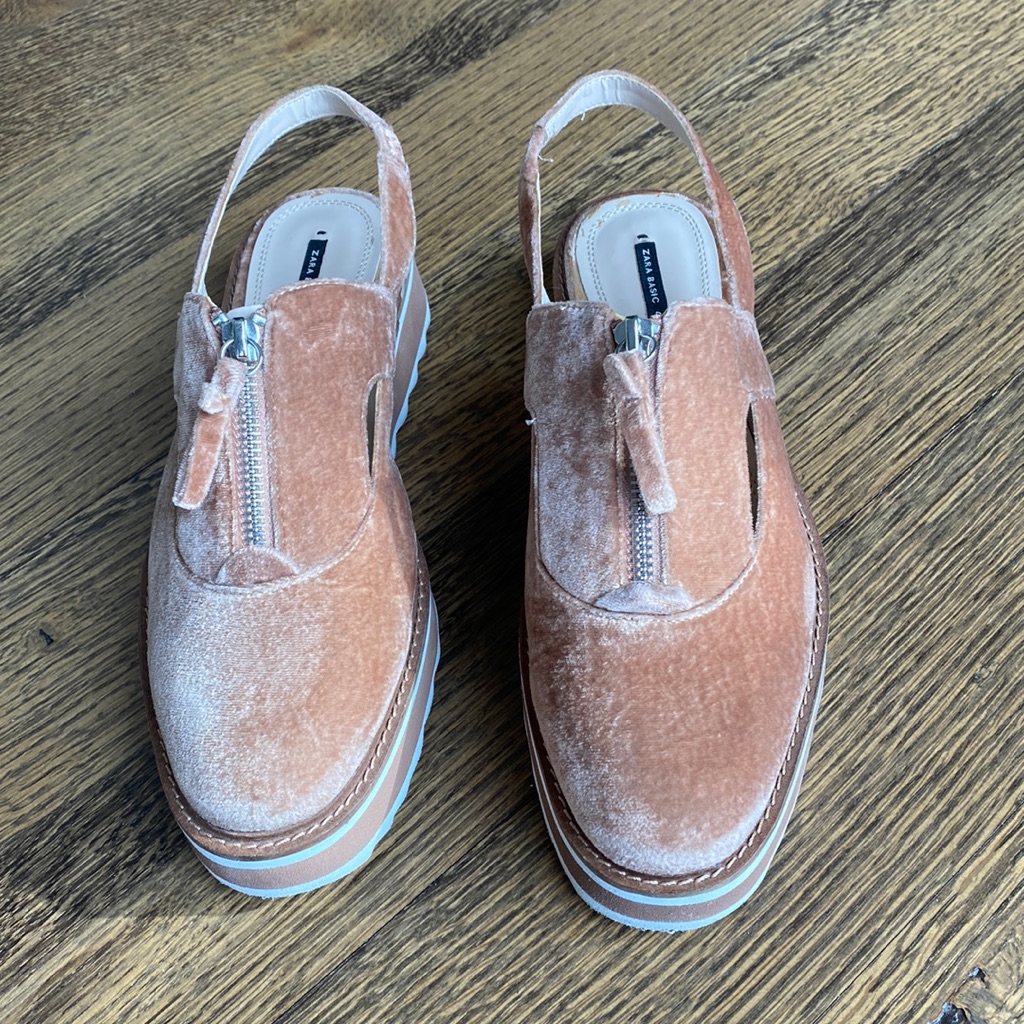 Zara Basic Slingback Zip Up Platforms